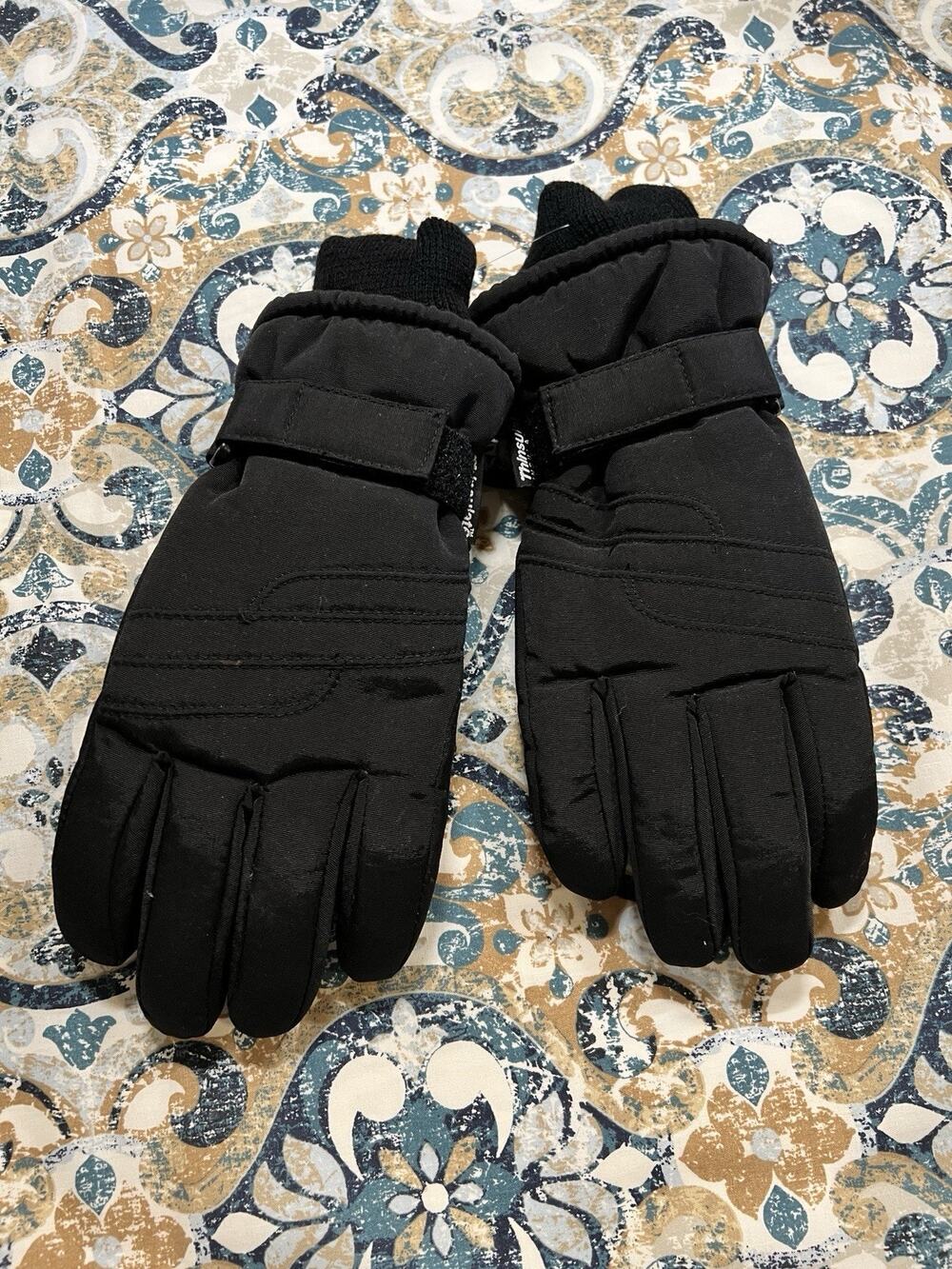 Vintage Thinsulate 40 Gram Men’s Black Insulated Ski Snow Winter Gloves Size L